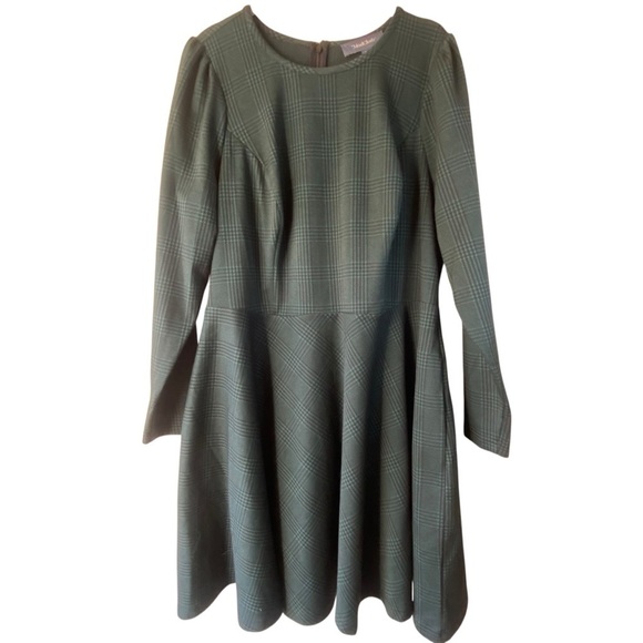 Modcloth State Of Grace Fit Flare Green Plaid Soft Swing Knee Length Dress SZ 1X - Picture 3 of 16
